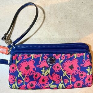POPPY FLORAL PRINT DOUBLE ZIP WALLET (COACH F48939)